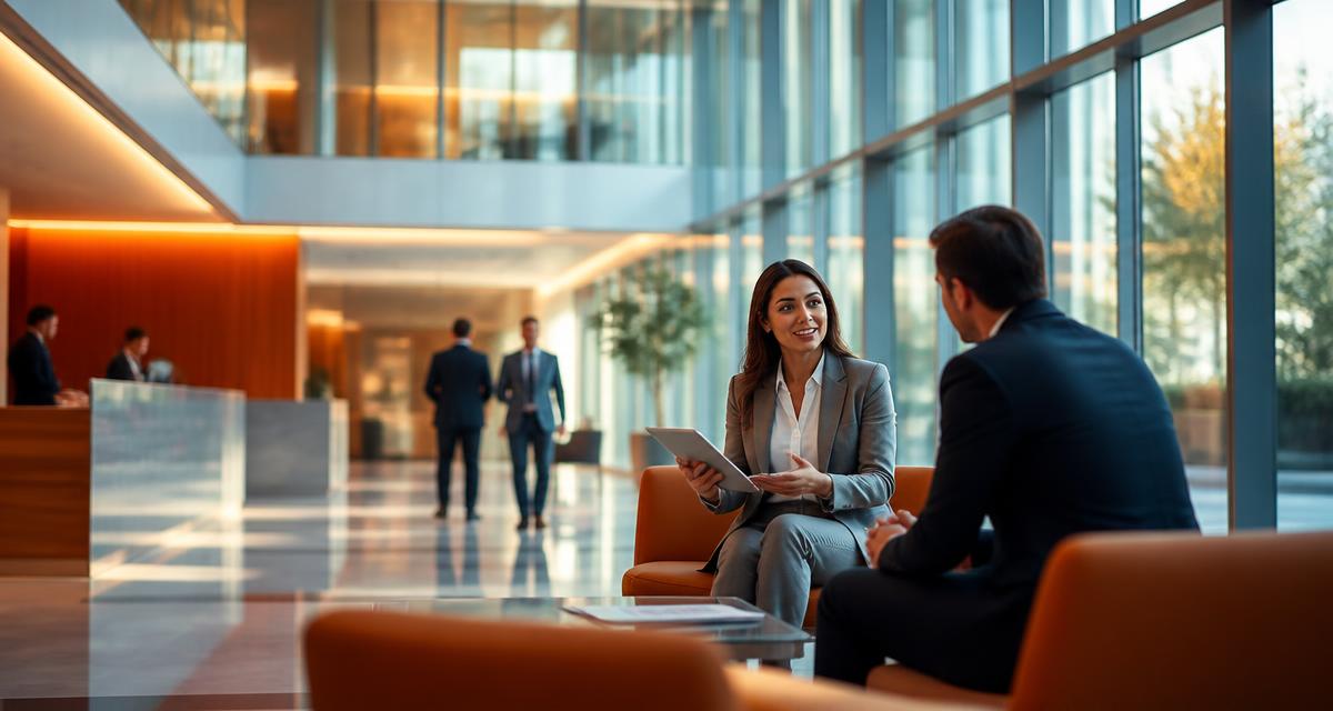 Consultation in a modern bank interior